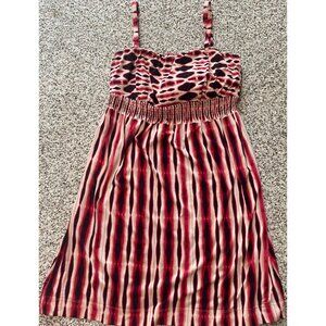 SOMA Spaghetti Strap Padded Tie Dye Tube Top Striped Jersey Mini Dress MEDIUM